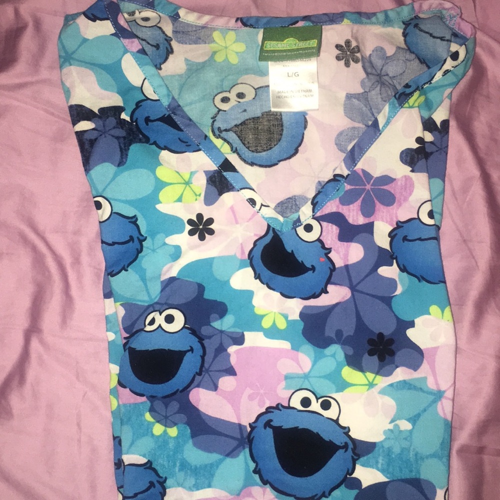 Large Cookie Monster scrub top